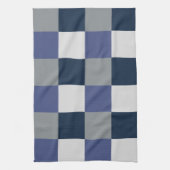 Navy Blau Grau Weiß Schachbrettmuster Geschirrtuch (Vertikal)