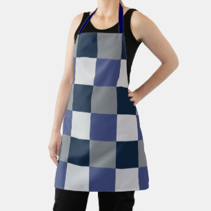Navy Blau Grau Weiß Schachbrettmuster  Schürze