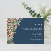 Navy Blau Greenery Details Begleitkarte (Stehend Vorderseite)