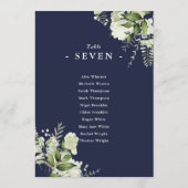 Navy Blau Greenery Sitzplan Tischnummer (Rückseite)