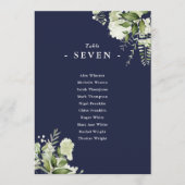 Navy Blau Greenery Sitzplan Tischnummer (Vorderseite)