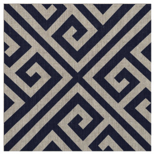 Navy Blau griechischer Schlüssel große Größe Stoff
