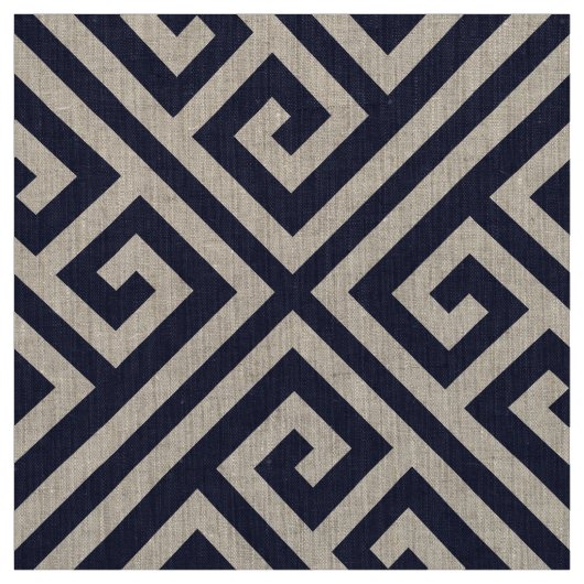 Navy Blau griechischer Schlüssel große Größe Stoff (Muster)