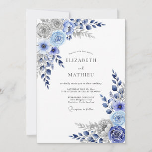 Navy-Blau-Großartige Winterhochzeit Einladung