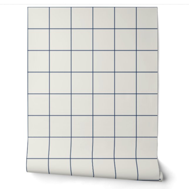 Navy Blau Großkariert Tapete (Abrollen)