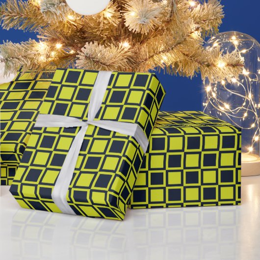 Navy Blau Grün Karomuster Geschenkpapier (Feiertage)