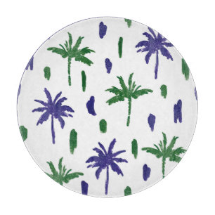Navy Blau Grüne Palm Muster Schneidebrett