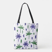 Navy Blau Grüne Palm Muster Tasche (Rückseite)