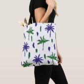 Navy Blau Grüne Palm Muster Tasche (Von Nahem)