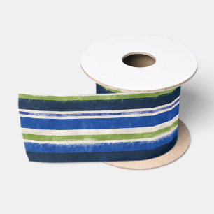 Navy Blau Grüne Preppy-Streifenbänder Satinband