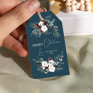 Navy Blau Grüne Vintage Fröhliche Weihnachten Geschenkanhänger