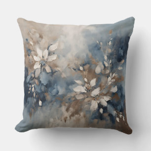 Navy Blau Hellblau Braun Moderne Floral Kissen