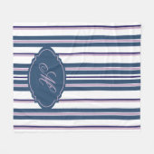 Navy Blau +Helllila +Weiße vertikale Streifen |  Fleecedecke (Vorderseite (Horizontal))