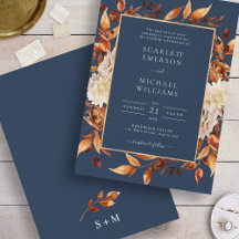 Navy Blau Herbst Blumenhochzeit