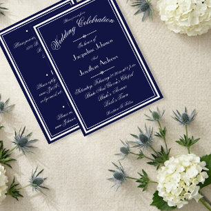 Navy Blau Hochzeit Alles in Einem Weiß Schrift WS Einladung