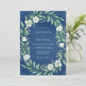 Navy-Blau Hochzeit im Winter Einladung (Stehend Vorderseite)