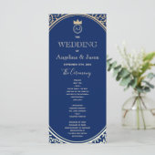 Navy-Blau-Hochzeit Programm (Stehend Vorderseite)