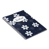 Navy Blau Hübsche Florale Personalisierte Notizblock (Rechte Seite)