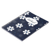 Navy Blau Hübsche Florale Personalisierte Notizblock (Linke Seite)