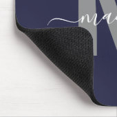 Navy Blau Initialen Namensmonogramm Mousepad (Ecke)