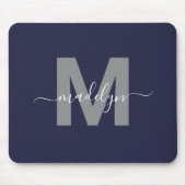 Navy Blau Initialen Namensmonogramm Mousepad (Vorne)