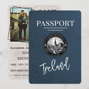 Navy Blau Irland Reisepass Save The Date