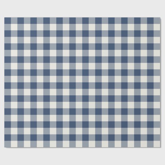 Navy Blau Klassischer Picknick-Gingham-Karo Geschenkpapier (Flach)