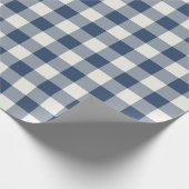 Navy Blau Klassischer Picknick-Gingham-Karo Geschenkpapier (Ecke)