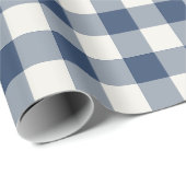 Navy Blau Klassischer Picknick-Gingham-Karo Geschenkpapier (Rolleneckpunkt)
