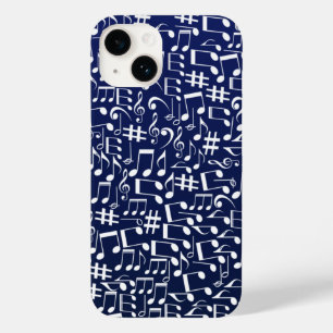 Navy Blau Kobaltblau Weiße Tanzmusiknoten Case-Mate iPhone 14 Hülle