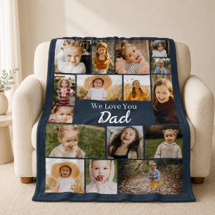 Navy Blau Liebt dich Papa 16 Foto-Collage Fleecedecke
