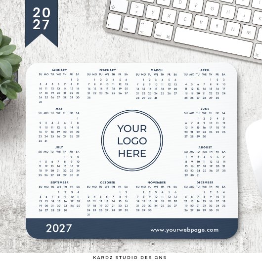 Navy Blau Logo 2027 Kalender Mauspad