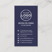 Navy Blau Logo Minimal Modern Vertikal Visitenkarte (Vorderseite)