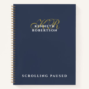 Navy Blau Lustiges Monogramm Gold Weiß Minimalisti Notizblock