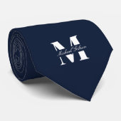 Navy Blau | Maßgeschneiderte Monogramm-Hochzeitsgr Krawatte (Gerollt)