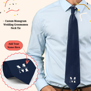 Navy Blau Maßgeschneiderte Monogramm-Hochzeitsgr Krawatte