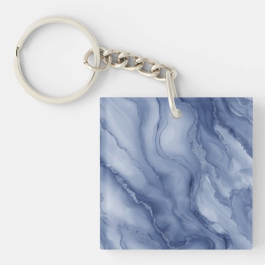 Navy-Blau Mermorit-ähnliche Textur Schlüsselanhänger (Vorderseite)