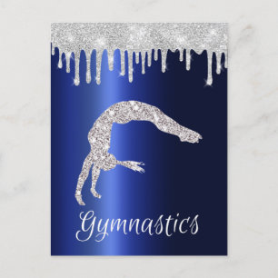 Navy Blau Metallic Silber Glanz Turnen Postkarte