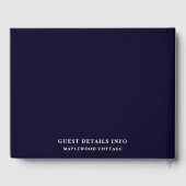 Navy Blau Minimal Urlaub Gästebuch Stil (Rückseite)