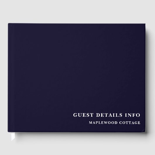 Navy Blau Minimal Urlaub Gästebuch Stil (Vorderseite)