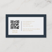 Navy Blau Minimalistisches Firmenlogo QR-Code Visitenkarte (Rückseite)