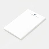 Navy Blau Minimalistisches Zweibuchstaben-Monogram Post-it Klebezettel (angewinkelt)