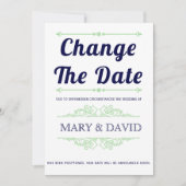 Navy Blau, Minze grün Ändern Sie die Datumsanzeige Save The Date (Vorderseite)