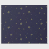 Navy Blau mit goldenen Sternen Geschenkpapier (Flach)