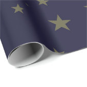 Navy Blau mit goldenen Sternen Geschenkpapier (Rolleneckpunkt)