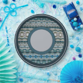 Navy Blau mit Grau gemustert Pappteller (Party)