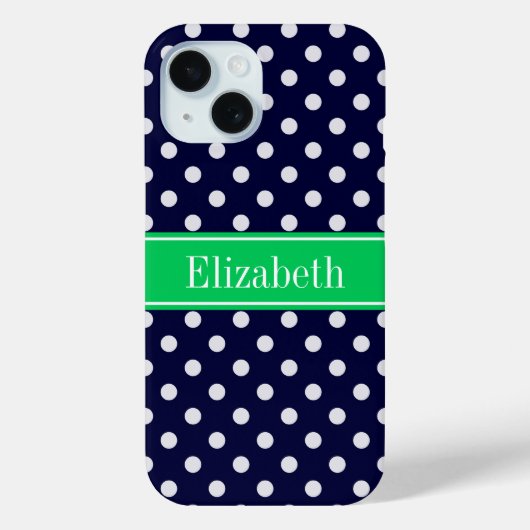 Navy Blau mit grünen Punkten Smaragdgrün Name Mono Case-Mate iPhone Hülle (Rückseite)