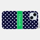 Navy Blau mit grünen Punkten Smaragdgrün Name Mono Case-Mate iPhone Hülle (Rückseite (Horizontal))