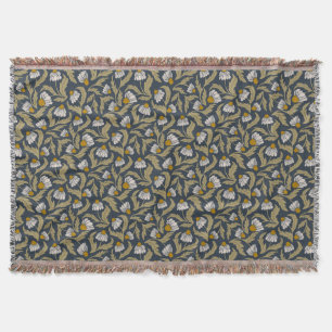 Navy Blau mit Kegelblumen Blumen Decke