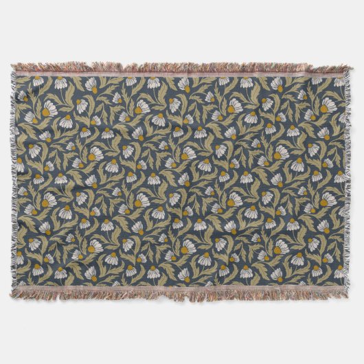 Navy Blau mit Kegelblumen Blumen Decke (Vorderseite)